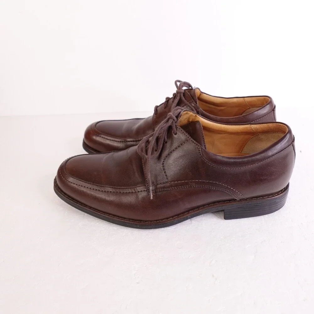 Johnston & Murphy Shoes Mens Size 9 Brown Apron Toe Derby Dress 7430 Lace Up